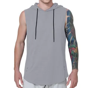 Custom Mens Gym Tank Top Custom Logo Workout Hooded Tank Tops Bodybuilding Muscle Men's Sleeveless Gym Tank Top Sports Clothes