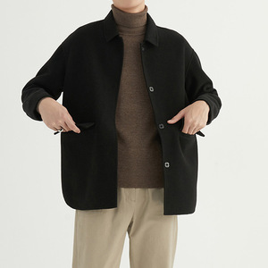Weshallo Veste en <span class=keywords><strong>laine</strong></span> personnalisée Hiver Double face <span class=keywords><strong>court</strong></span> 100% Manteau en <span class=keywords><strong>laine</strong></span> Manteau en <span class=keywords><strong>laine</strong></span> pour hommes - Product Image 4