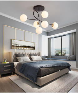 Lampu gantung bola kaca Nordik, Persediaan perlengkapan pencahayaan gaya Nordik harga rendah 6 kepala kreatif untuk ruang tamu ruang makan - Product Image 6