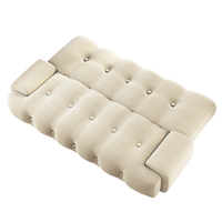 Sofá Cama de Tela Plegable de Doble Uso para Sala de Estar y Dormitorio, Nuevo Sofá Francés de Estilo Recto Color Crema
