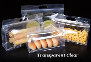 Sac d'emballage auto-scellant, fermeture à glissière, pochette à fond plat en poudre, pochettes de stockage de noix alimentaires, fermeture à glissière transparente, personnalisée