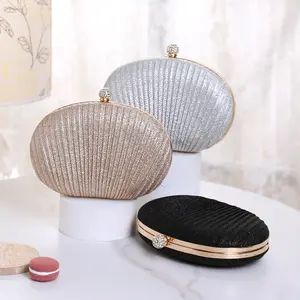 New Goose Egg Oval Dress Gold Banquet Bag Party Wallet Shell Clutch Bag Rhinestone Women's Wallet