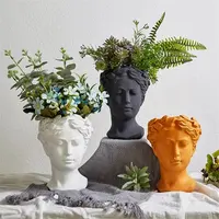 Portret Retro Europese Art Vaas Cement Hoofd Bloempot Venus Griekse Godin Standbeeld Vazen Minimalistische Home Decor Planter