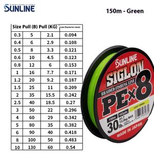 Japonais SUNLINE Sangase Shigerong SIGLON Ligne PE lisse <span class=keywords><strong>Hercules</strong></span> Luya 150 m Ligne flottante vert vif - Product Image 6