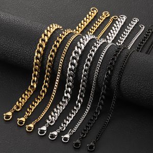 Bracelet en acier inoxydable à six faces - Tendance pour hommes et femmes. Bracelet chaîne cubaine simple pour la vente en gros - Product Image 1