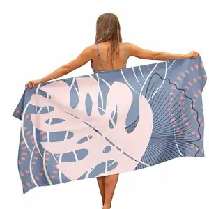 Factory Price Stock Fashion Surfer Hawaiian Print Sand Free Logo Custom Printed Large Beach Towel