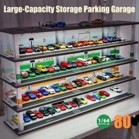 Vitrines d'exposition pour modèles réduits en plastique faites à la main, personnalisables, avec scène de parking et ascenseur LED à l'échelle 1:64