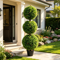 Arbre topiaire artificiel en buis à trois boules, plante grimpante en pot à trois sphères pour villas, hôtels, aménagements paysagers commerciaux et terrasses