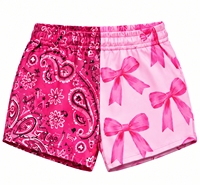 Shorts pour filles à imprimé léopard personnalisé, taille élastique, motif à carreaux et cœurs, imprimé cerise et léopard pour femmes
