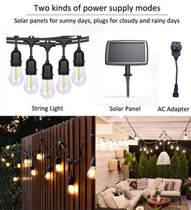 48 pies S14 solar al aire libre en vacaciones iluminación jardín alimentado cadena luces con bombillas Led Edison - Product Image 2