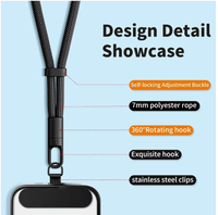 Cordon téléphonique universel, avec clip amélioré pour une fonction anti-chute et rotation à 360° °   Rotation, compatible avec toutes les coques de téléphone