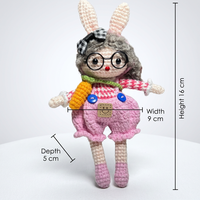 BH Creative Poupée au crochet en laine faite main, Lapin de dessin animé avec pantalon lanterne, Pendentif porte-clés pour fille, Breloque de sac, Cadeau (Frais et Doux)
