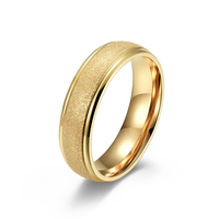 Bague de couple en acier inoxydable plaqué or 18 carats, finition sablée 6 mm, or rose, tendance, pour mariage et fiançailles