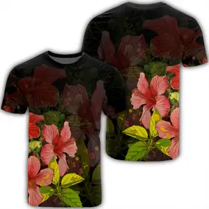 Custom Logo Image Casual Kid Child Summer Tops Hawaii Hibiscus Designer Tee T Shirt Product Manufacturer Popular Short Sleeved