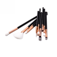 12 pièces Articles de voyage outil de beauté pinceaux cosmétiques pinceau de maquillage ensemble marque privée aluminium cheveux synthétiques support en bois sac en bois