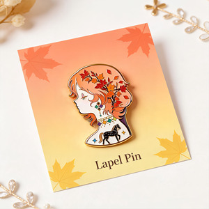 Autumn Folk Art Lapel <b>Pin</b> Irregular Shape Gold Plated Hard Enamel Metal Collectible <b>Badge</b> - Product Image 2