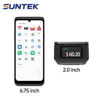 Sistema POS Portátil de Doble Pantalla de 6.75 Pulgadas, 4GB+64GB, Impresora de 58mm, SUNTEK NFC, Android 15.0, Caja Registradora, Terminal EPOS