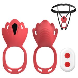 Suxue Vib rating Cock Ring mit Rose Clitoral Stimulator Vergnügen <span class=keywords><strong>Penis</strong></span> Ring Vibrator Paare Adult Sexspielzeug für Männer Frauen - Product Image 5