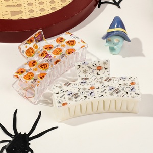Pinzas para el cabello de Halloween, 8,5 CM, Cuadrado sólido, <span class=keywords><strong>PS</strong></span>, divertido fantasma, calabaza, mueca, accesorios para el cabello para mujer, hecho de calor de plástico duradero - Product Image 3