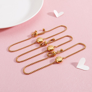Bracciale Regolabile Kalen per Ragazze in Acciaio al Titanio con Diamanti Placcato <span class=keywords><strong>Oro</strong></span> 18k <span class=keywords><strong>Bracciali</strong></span> Semplici e alla Moda - Product Image 3