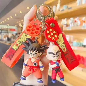 Stock trending cartoon personality silicone 3D soft pvc keychain cute anime Dragon & Ball 3D rubber keyring