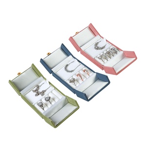 Rubber <b>Blank</b> Jewelry Box Flannelette Snap Double-open Light Luxury Fashion <b>Ring</b> Necklace Earrings Jewelry Box Wholesale - Product Image 5