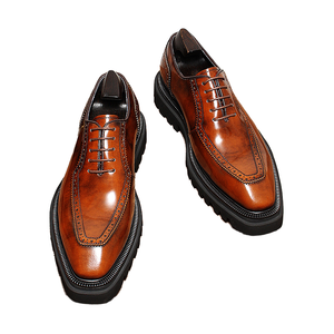 Designer Men's Genuine Leather Lightweight Shoes Simple Fashionable Geometric Pattern Waterproof Breathable Lace-up Business - Product Image 5