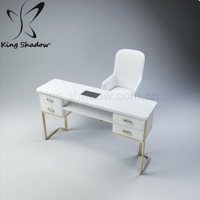 Meubles de salon de manucure noirs de luxe Table et chaise ensemble avec cadre doré Fournitures de salon de manucure