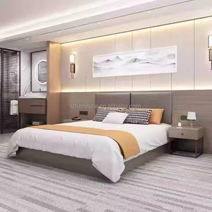 Modern Wood Hotel Single Twin Bedroom Furniture Set with Platform Bed Frame Nighstands & Upholstered <b>Headboard</b> For 3 Star Hotels - Product Image 6