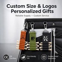 Porte-tee de golf en cuir PU avec gravure laser, porte-clés, personnalisable OEM/ODM, pour sac de golf, avec 5 tees, de la marque Laser Blanks Factory
