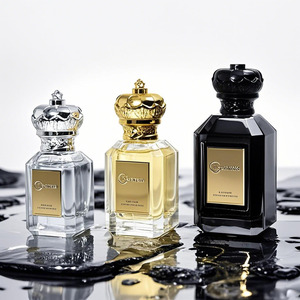 Botella de Perfume Cuadrada Vacía Personalizada de Lujo, Botella de Perfume Negra de 30 ml, 50 ml, 100 ml con Tapa de Corona - Product Image 1