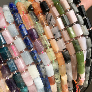 Vente en gros de perles de pierre naturelle de 7,5 pouces, cylindre en lapis-lazuli, jade canadien, aigue-marines pour la fabrication de bijoux en DIY - Product Image 4