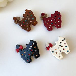 BIZE Kreative Cartoon Katze Acetat Haars pange Bunte Strass steine Süße Süße Mädchen Pony Clip Mini Einfarbig Enten schnabel Clip - Product Image 2