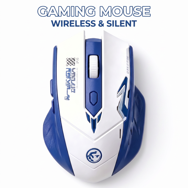 Mech Style Wireless Gaming Mouse, 2.4G+BT Dual Mode, Rechargeable Silent Click Ergonomic Mouse for PC Laptop Gamers