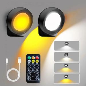 Lámpara LED de pared con rotación de 360 grados, lámpara de lectura para cabecera, apliques de pared magnéticos inalámbricos con control remoto, 1 ud./2 uds. - Product Image 1