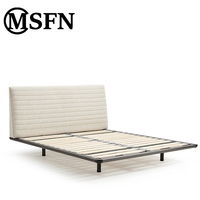 Cama Flotante Minimalista con Tapicería de Tela, Estructura Suspendida Resistente para Dormitorios Modernos, Hoteles, Villas MSFN MB-X30