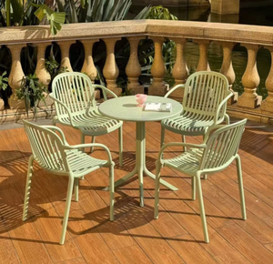 Modern <b>Round</b> Dining Outdoor <b>Table</b> Perforated Plastic Weather Resistant <b>Garden</b> Furniture with 3-Year Warranty - Product Image 4