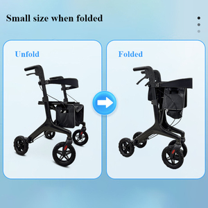 KSM-802 Hospital Grade Physical Therapy Airport Friendly Portable Carbon Fiber <b>Walker</b> Rollator with Connecting Brake Supplier - Product Image 4