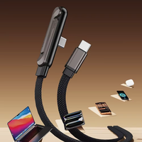 Cable USB de Carga Rápida de 240W con Trenzado de Nailon, Conector en Ángulo de 90 Grados, Rotación de 360°, Multiángulo, Tipo C, Soporte para Teléfono para Juegos
