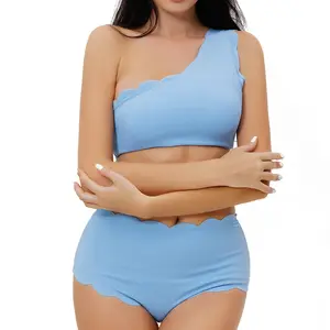 Schattige Zwem Tankini Mooie Hoge Taille Bikini Set Een Schouder Badmode Nieuw Ontwerp Tweedelige Badpakken