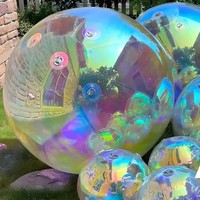 Boule miroir gonflable irisée pour la décoration de fond de photomaton de fête de Pâques, gonflables publicitaires