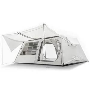 Barraca de acampamento em camada dupla para telhado, barraca glamping 4 temporadas ao ar livre à prova d'água para 6 pessoas