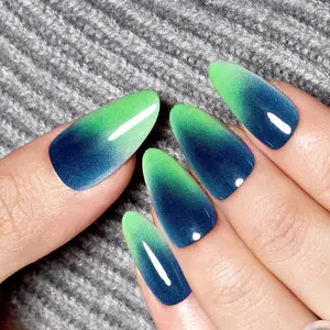 Glamermaid nero e verde bling stampa lunga sulle unghie personalizza 24 pezzi premere sulle unghie Set di unghie artificiali