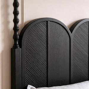 Letto matrimoniale/queen size in rovere massello stile Mid-Century Modern con contenitore integrato, resistente ed ecologico, ideale per hotel - Product Image 2