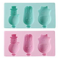 Ventes chaudes Ustensiles de cuisine Moules en silicone pour glaces en forme de bonhomme de neige Dessin animé pour glaces et sucettes glacées