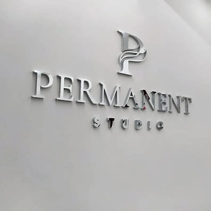 Logo aziendale parete segno lettere in acciaio inox parete 3d Logo segno negozio di lettere in metallo anteriore spazzola argento segno 3d - Product Image 2