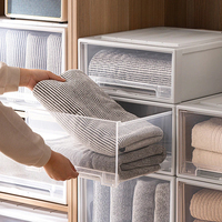 Boîte de rangement pour sous-vêtements, casier à vêtements épais et de grande capacité, boîte de rangement à tiroir transparent, plastique ménager