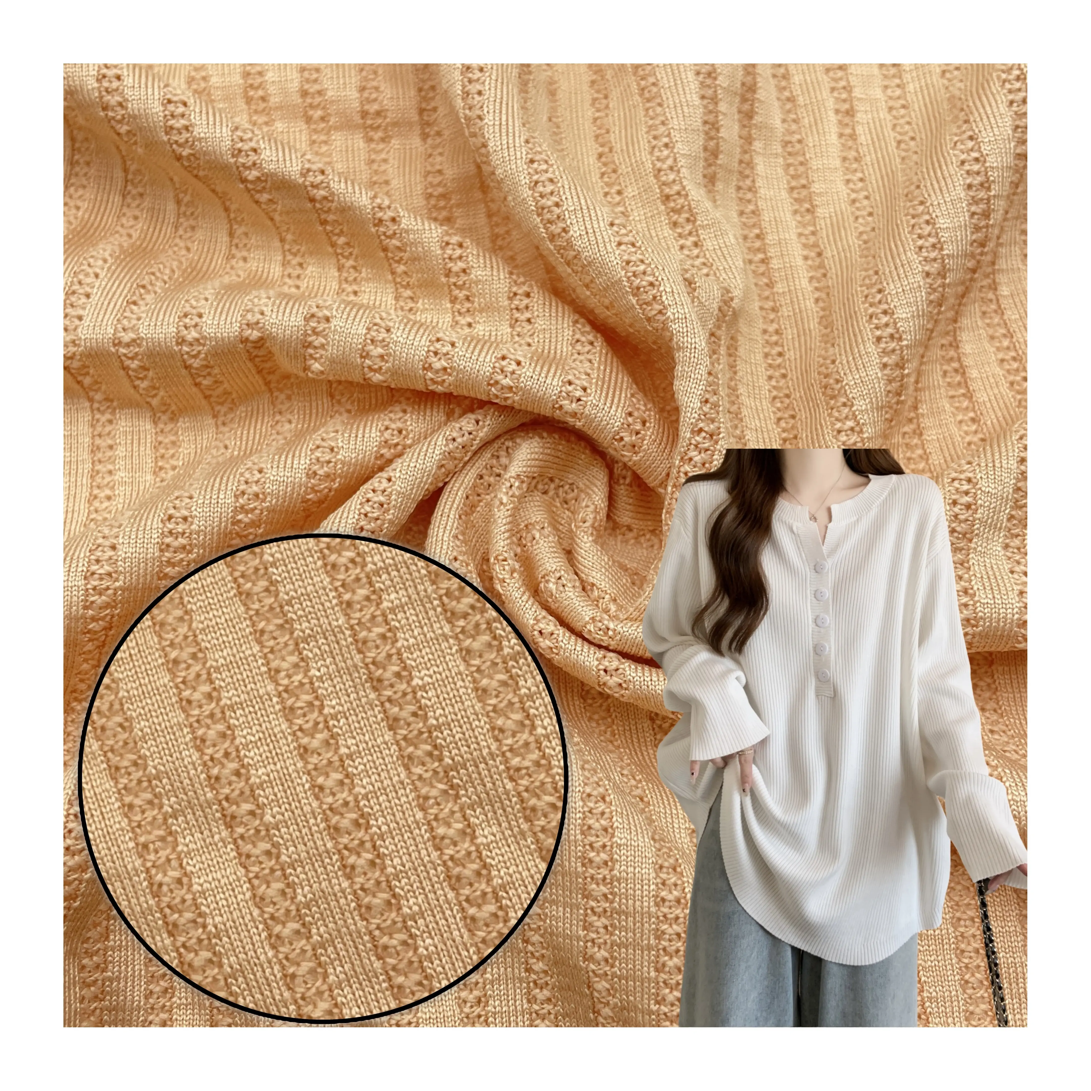 High Elastic Soft Polyester Spandex Wide Ribbed 4way Stretch Rib Knit Jersey Fabric For Sweatshirts Leggings