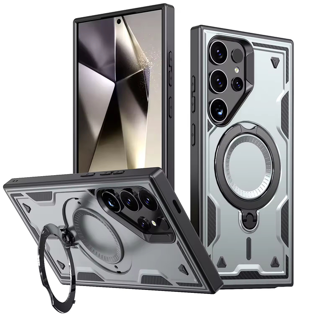 Magnetic 2-in-1 Shockproof Phone Case for Samsung Galaxy S25 S26 Ultra Case Hard Pc Tpu Protective Cover Magnetic Ring Kickstand