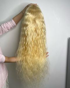 Peluca de Cabello Rizado Rubio 613 de 12-36 Pulgadas de Largo, con Encaje Frontal 13*4, Ondas de Agua, Pelucas Largas y Rizadas <span class=keywords><strong>Rubias</strong></span> para <span class=keywords><strong>Mujeres</strong></span> <span class=keywords><strong>Sexys</strong></span> - Product Image 1